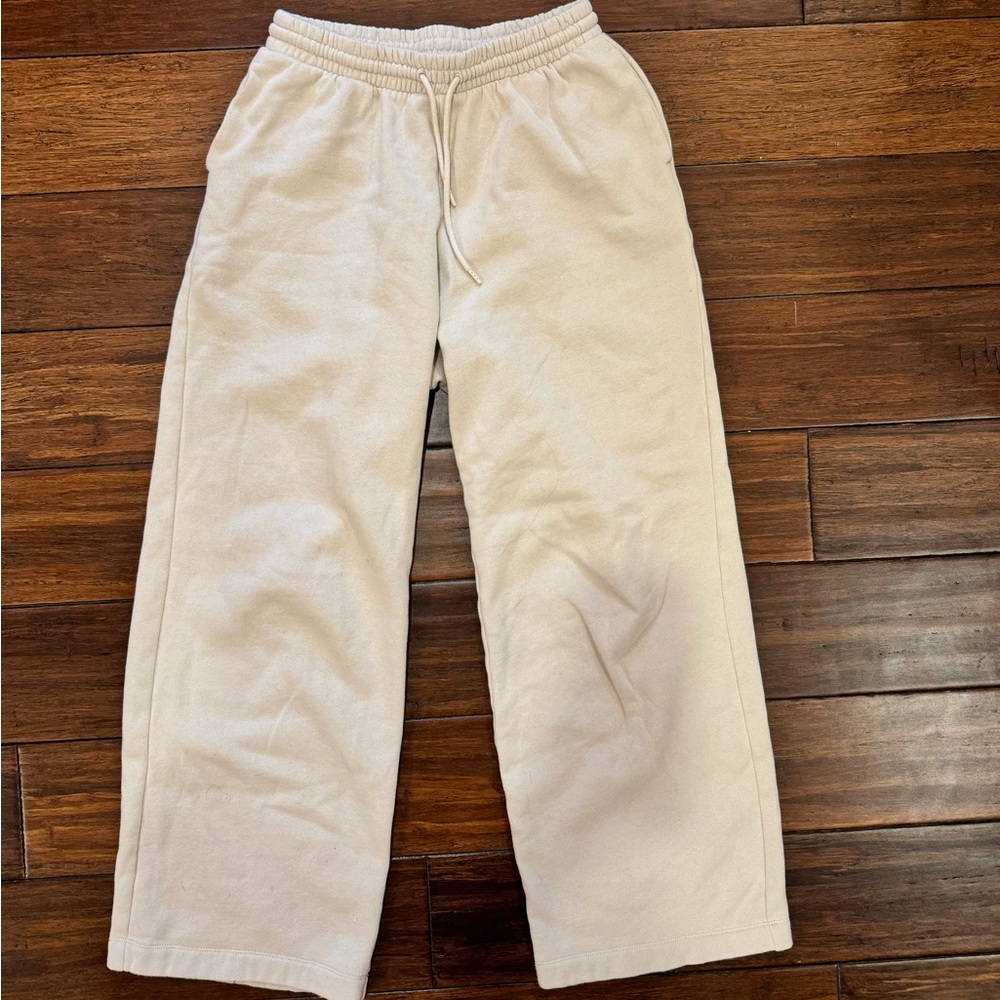 Cream/Tan wide leg sweatpants